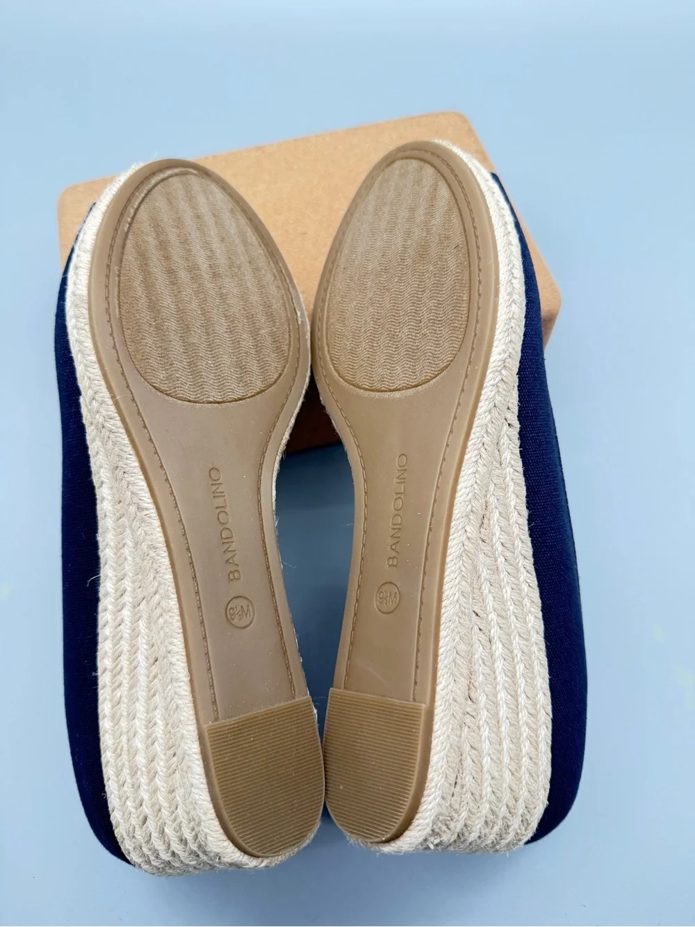 Women’s US 9.5 M Bandolino Nuri Peep Toe Wedge Espadrilles. New in box.